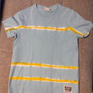 Scotch & Soda Boys Blue and Yellow Striped Shirt